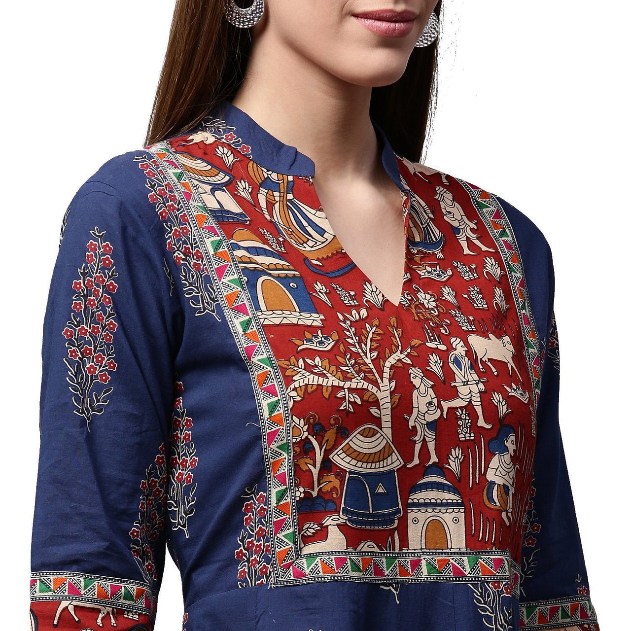 NOZ2TOZ Blue Printed 3/4th Sleeve Cotton Anarkali Kurta - Distacart