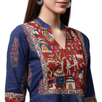 Thumbnail for NOZ2TOZ Blue Printed 3/4th Sleeve Cotton Anarkali Kurta - Distacart