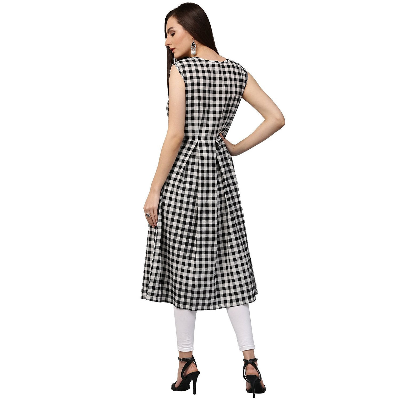 NOZ2TOZ Black Printed Sleeveless Cotton A-Line Kurta - Distacart