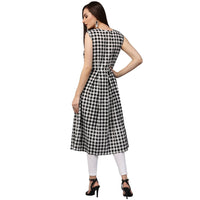 Thumbnail for NOZ2TOZ Black Printed Sleeveless Cotton A-Line Kurta - Distacart