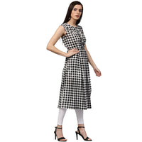 Thumbnail for NOZ2TOZ Black Printed Sleeveless Cotton A-Line Kurta - Distacart