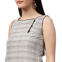 Thumbnail for NOZ2TOZ Beige printed sleeveless cotton straight kurta - Distacart