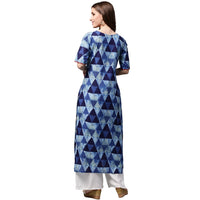 Thumbnail for NOZ2TOZ Blue Printed Half Sleeve Cotton Straight Kurta With Pocket - Distacart