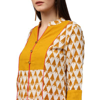 Thumbnail for NOZ2TOZ Yellow Printed 3/4th Sleeve Cotton A-Line Kurta - Distacart