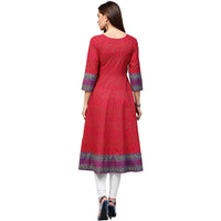Thumbnail for NOZ2TOZ Red Printed 3/4th Sleeve Cotton Anarkali Kurta - Distacart