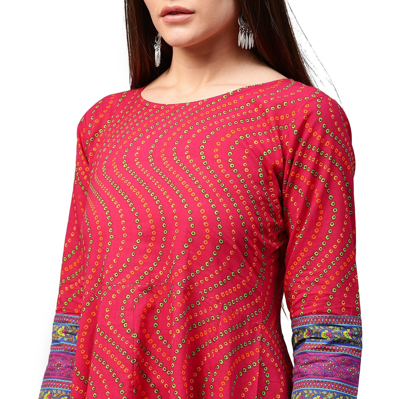 NOZ2TOZ Red Printed 3/4th Sleeve Cotton Anarkali Kurta - Distacart