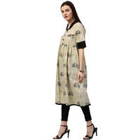 Thumbnail for NOZ2TOZ White Cycle Printed Half Sleeve Cotton Anarkali Kurta - Distacart