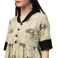 Thumbnail for NOZ2TOZ White Cycle Printed Half Sleeve Cotton Anarkali Kurta - Distacart