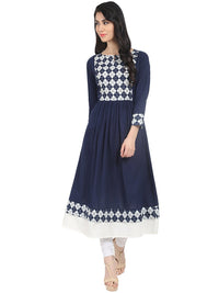 Thumbnail for NOZ2TOZ Blue Printed 3/4th Sleeve Cotton Anarkali Kurta - Distacart