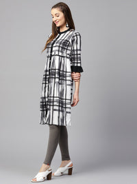 Thumbnail for NOZ2TOZ Black Check 3/4th Sleeve Front Open Kurta - Distacart