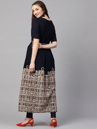 Thumbnail for NOZ2TOZ Blue Printed Half Sleeve Flex Anarkali Kurta - Distacart