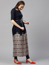 Thumbnail for NOZ2TOZ Blue Printed Half Sleeve Flex Anarkali Kurta - Distacart