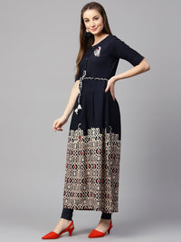 Thumbnail for NOZ2TOZ Blue Printed Half Sleeve Flex Anarkali Kurta - Distacart