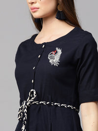 Thumbnail for NOZ2TOZ Blue Printed Half Sleeve Flex Anarkali Kurta - Distacart