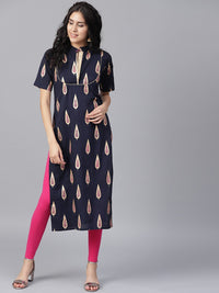 Thumbnail for NOZ2TOZ Black Printed Half Sleeve Cotton Kurta - Distacart