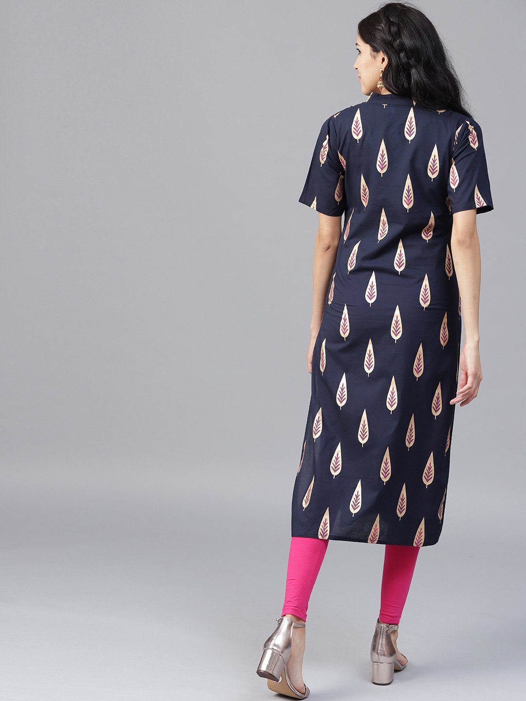 NOZ2TOZ Black Printed Half Sleeve Cotton Kurta - Distacart