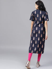 Thumbnail for NOZ2TOZ Black Printed Half Sleeve Cotton Kurta - Distacart