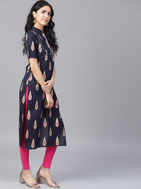 Thumbnail for NOZ2TOZ Black Printed Half Sleeve Cotton Kurta - Distacart