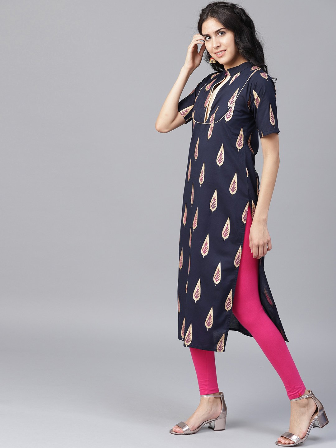 NOZ2TOZ Black Printed Half Sleeve Cotton Kurta - Distacart