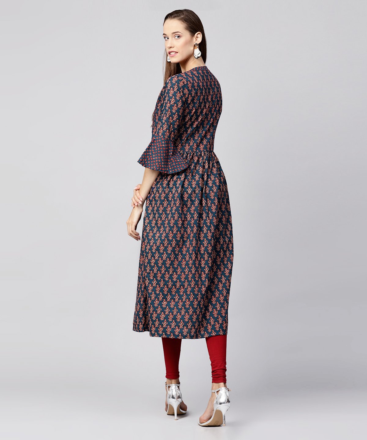 NOZ2TOZ Blue Printed Circle Sleeve Cotton Anarkali Kurta - Distacart
