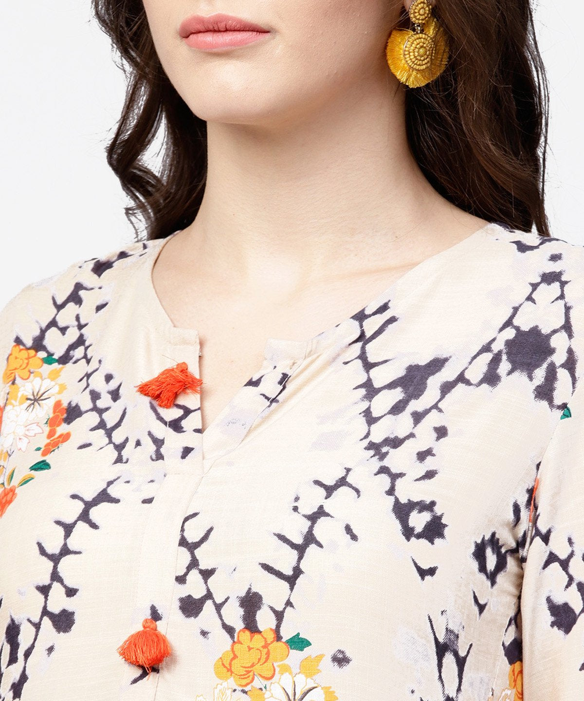 NOZ2TOZ White Printed Full Sleeve Rayon Slub Anarkali Kurta - Distacart