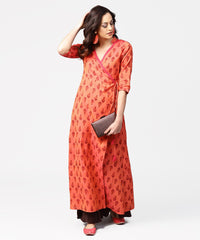 Thumbnail for NOZ2TOZ Gurea Printed 3/4th Sleeve Cotton Angrakha Style Kurta - Distacart