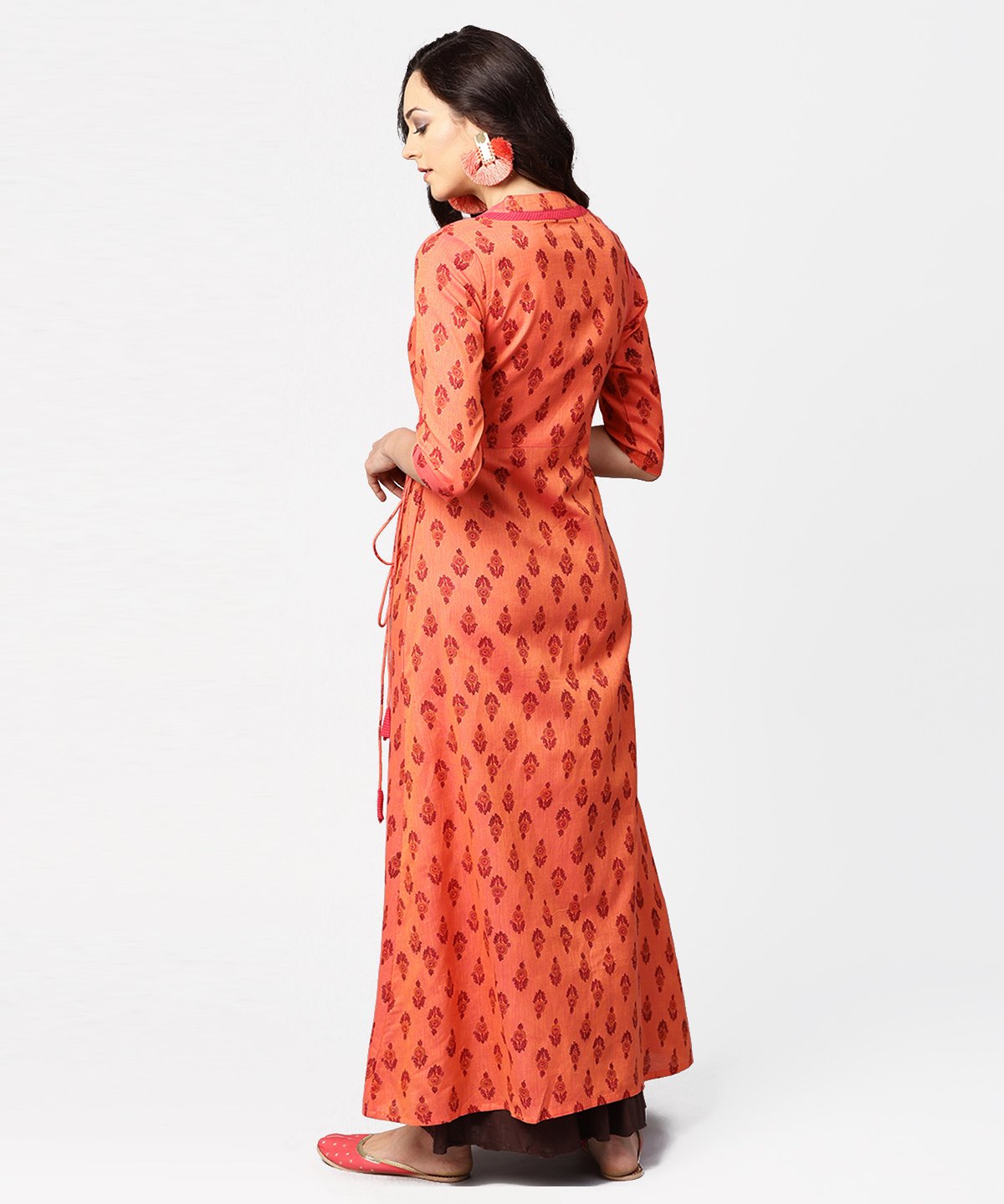 NOZ2TOZ Gurea Printed 3/4th Sleeve Cotton Angrakha Style Kurta - Distacart