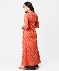 Thumbnail for NOZ2TOZ Gurea Printed 3/4th Sleeve Cotton Angrakha Style Kurta - Distacart