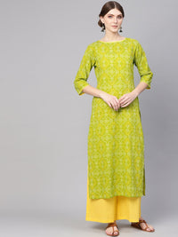 Thumbnail for NOZ2TOZ Women Green & Yellow Bandhani Print Kurta with Palazzos - Distacart