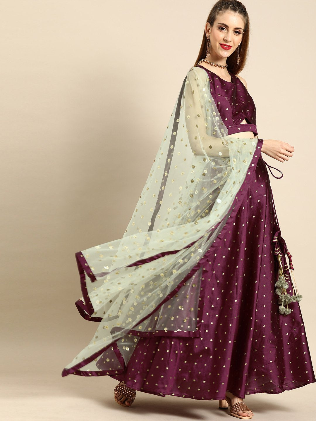 NOZ2TOZ Women Burgundy Brocade Lehenga with Desingner Choli With Dupatta - Distacart