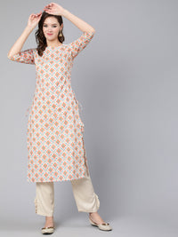 Thumbnail for NOZ2TOZ Women Multi Geometric Printed Straight Kurta With Three Quarter Sleeves - Distacart