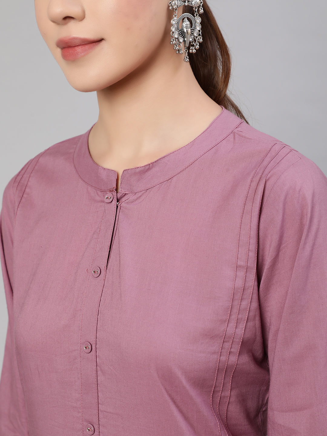 NOZ2TOZ Women Mauve Straight Kurta With Three Quarter Sleeves - Distacart