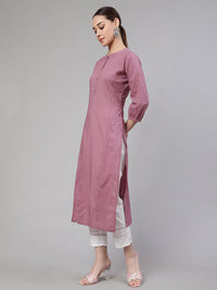 Thumbnail for NOZ2TOZ Women Mauve Straight Kurta With Three Quarter Sleeves - Distacart