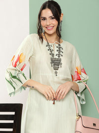 Thumbnail for Women's Blue Tulip Print Kurta With Palazzos - Bhama - Distacart