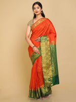 Thumbnail for Kalamandir Checked Orange Pashmina Saree