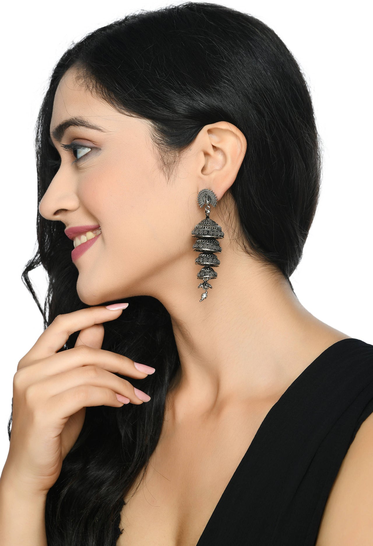 Mominos Fashion Johar Kamal Peacock Design Silver Colour Earrings - Distacart