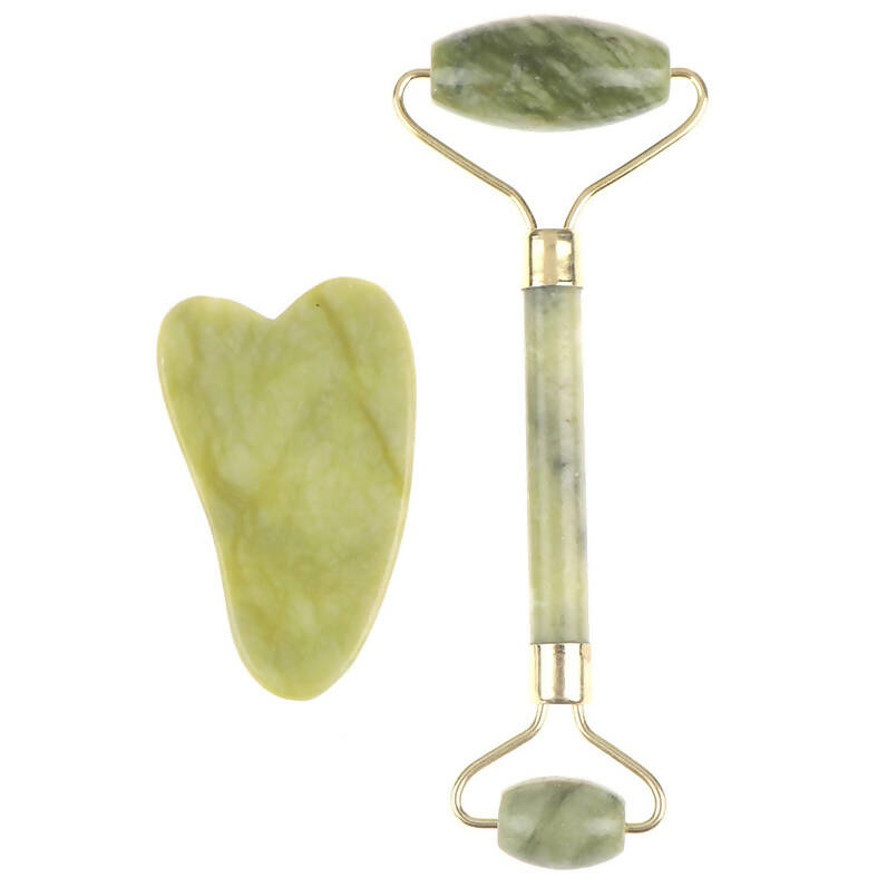 Favon Pack of Facial Roller & Gua Sha for Face, Neck Toning, Firming and Serum Application - Distacart