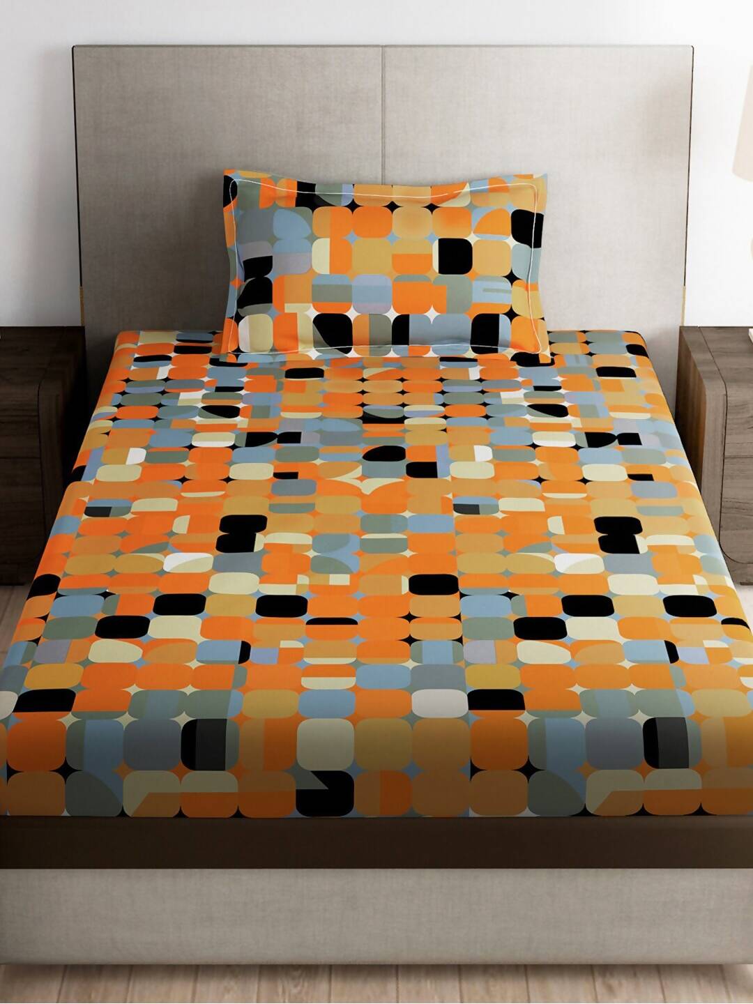 Story@home Arena Rust & Purple Printed 180 TC Bedsheet & Pillow Covers - Distacart