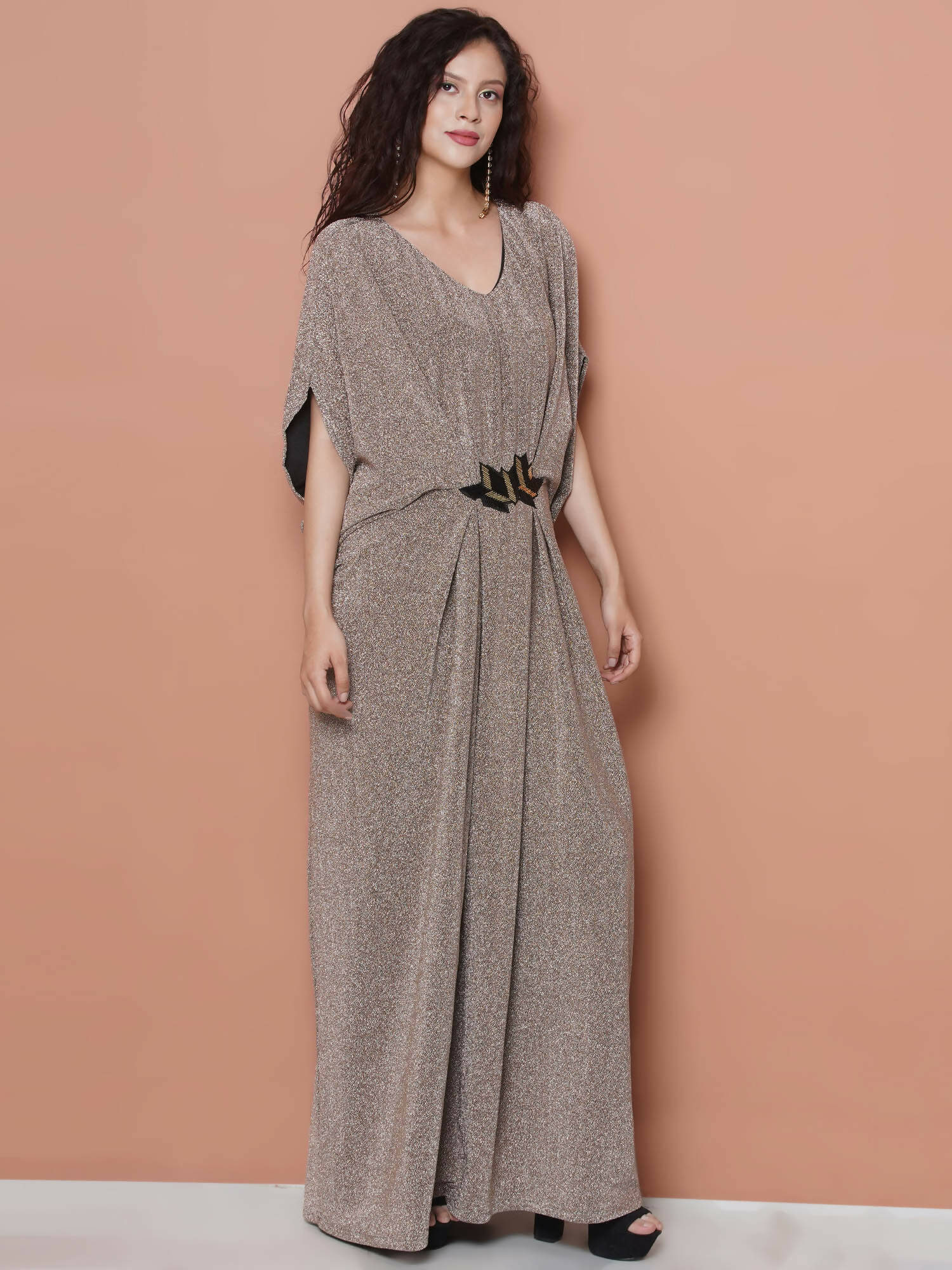 Women Republic Hand Embellished Golden Gown - Distacart