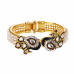 Thumbnail for Gold-Plated Alloy Peacock Shape Enamel And Pearl Bangle Set - The Pari - Distacart