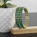 Thumbnail for Gold-Plated Alloy Green Ad 4 Bangles Set - The Pari - Distacart