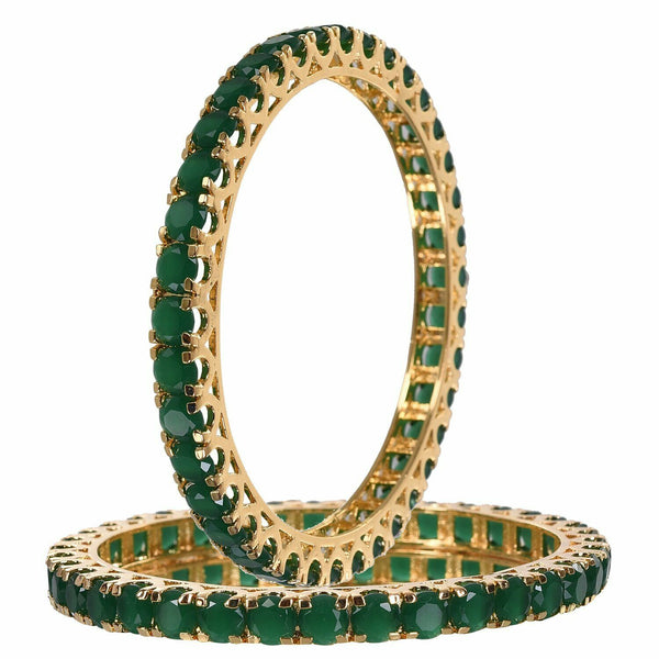 Gold-Plated Alloy Green Ad 2 Bangles Set - The Pari - Distacart