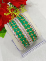 Thumbnail for Gold-Plated Alloy Designer Green Combo Of Ad Bangles - The Pari - Distacart