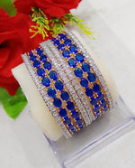Thumbnail for Gold-Plated Alloy Designer Blue Combo Of Ad Bangles - The Pari - Distacart