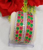 Thumbnail for Gold-Plated Alloy Designer Red Green Combo Of Ad Bangles - The Pari - Distacart