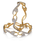 Thumbnail for Gold-Plated Alloy Designer American Diamond Bangle Set - The Pari - Distacart
