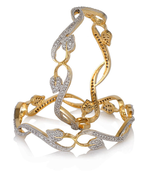 Gold-Plated Alloy Designer American Diamond Bangle Set - The Pari - Distacart