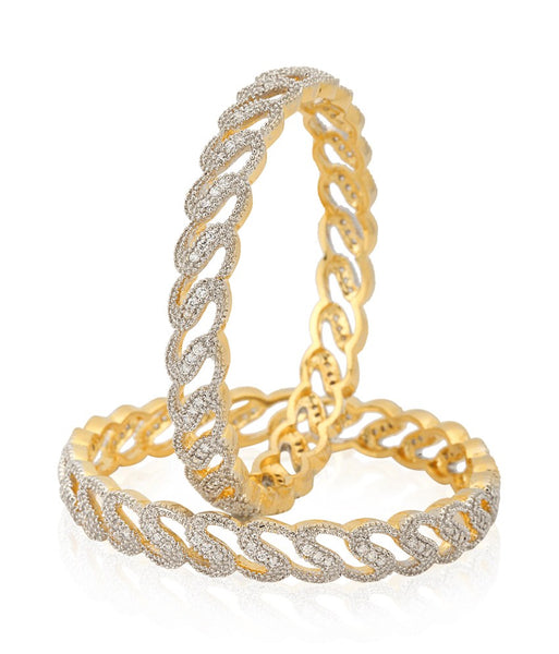Gold-Plated Alloy Chand Tara American Diamond Studded Bangle Set - The Pari - Distacart