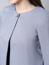 Thumbnail for Even Apparels Grey Polywool Open Front Statement Women's Jacket (BF740) - Distacart