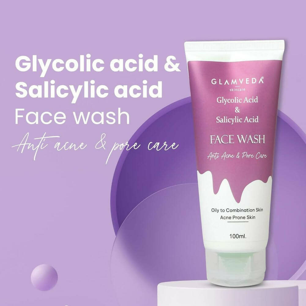 Glamveda Glycolic Acid & Salicylic Acid Anti Acne Face Wash - Distacart